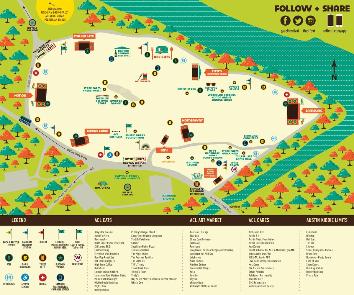 kart av Austin ACL festival