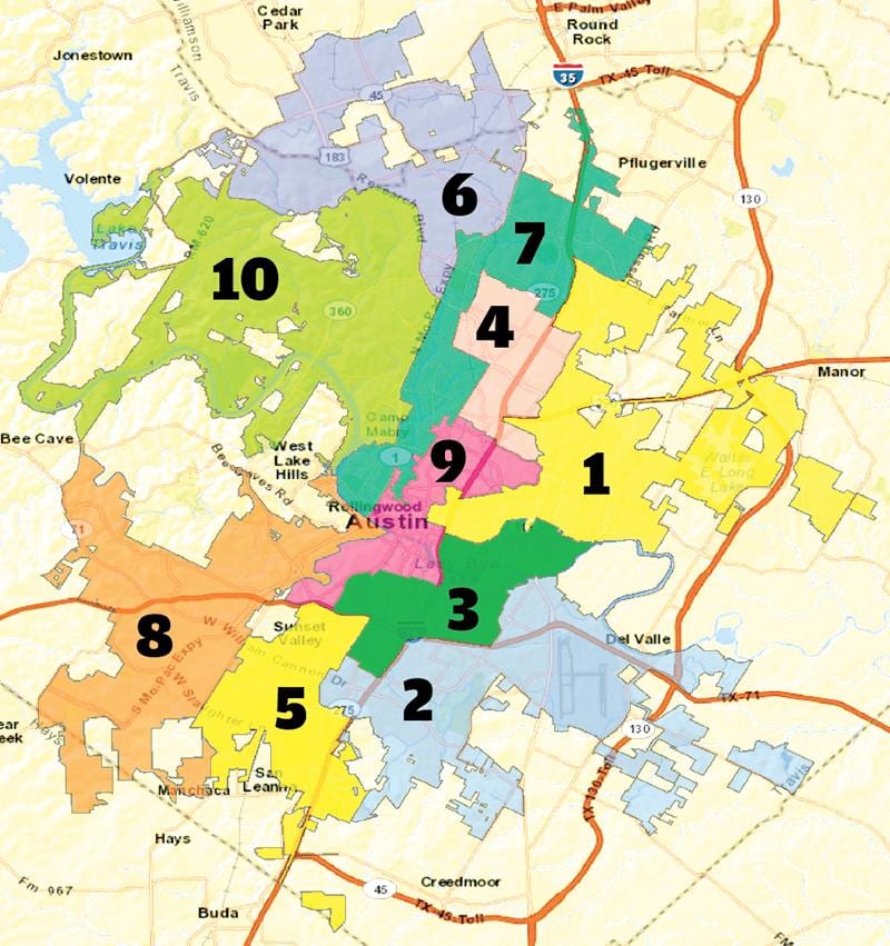 Austin texas-distriktet kart