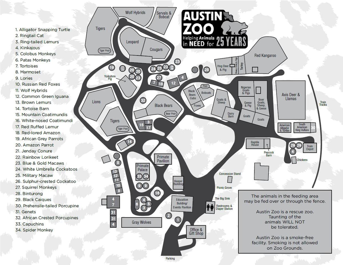 kart av Austin dyrehage