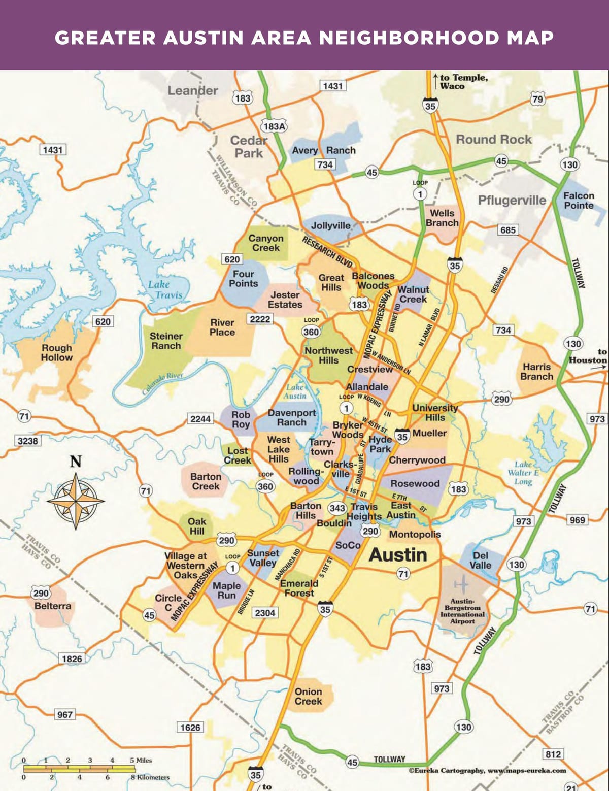 kart av Austin Tx nabolag